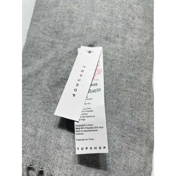 Topshop Gray Long Fringe Ends Scarf - Picture 2 of 3